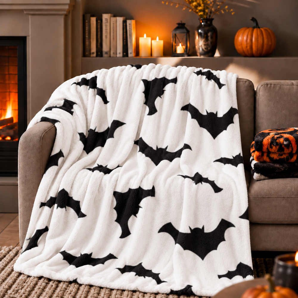 Chauves-Souris Noires & Nuit —  Blanche Plaid Halloween