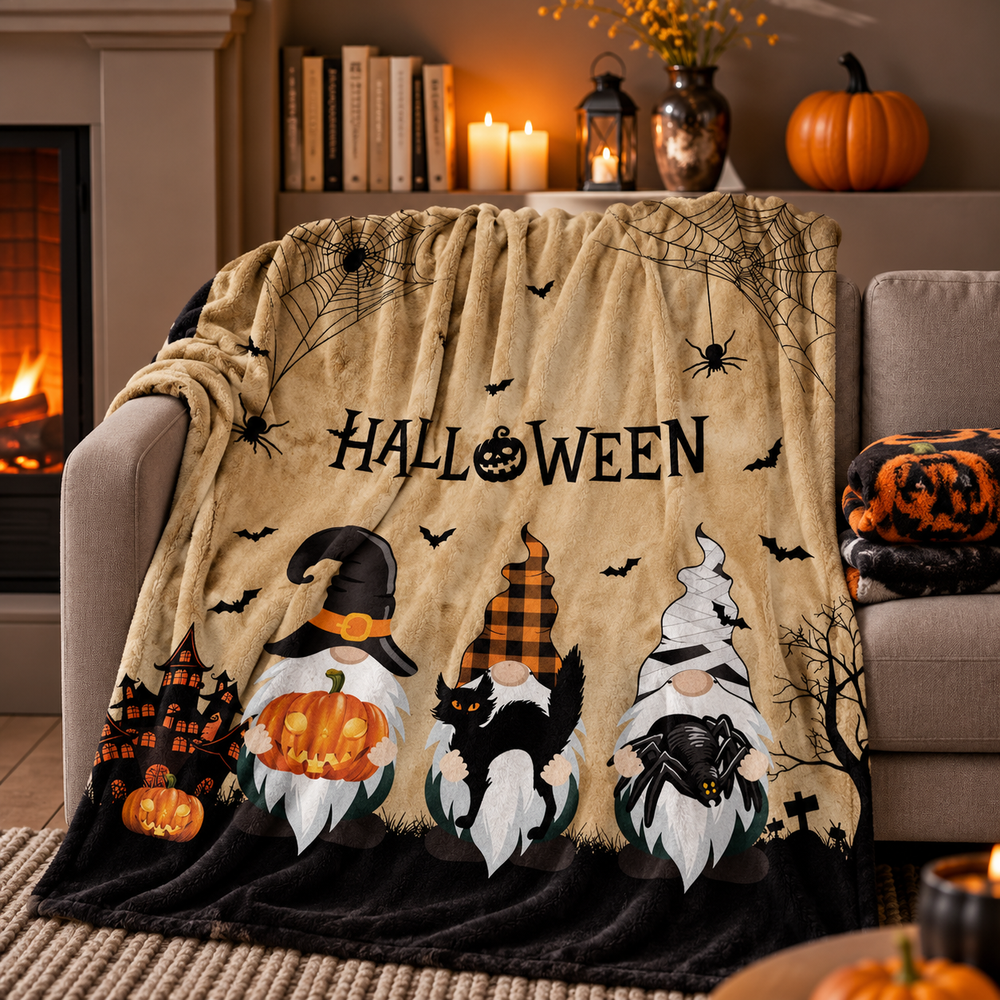 Gnomes Sorciers, Citrouilles & Toiles d’Araignée — Plaid Halloween